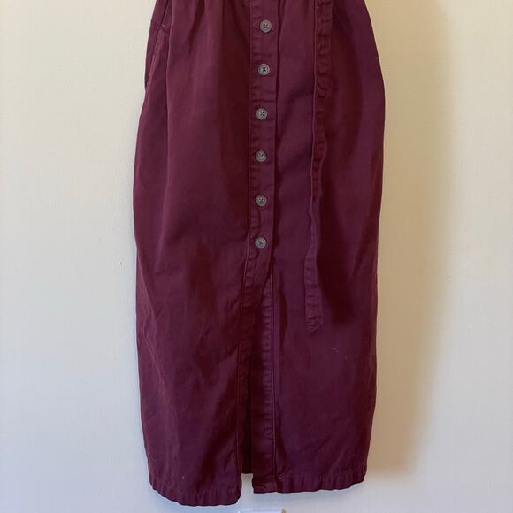 BDG Urban Outfitters S dress burgundy solid button up midi belt boho chic - Picture 3 of 7